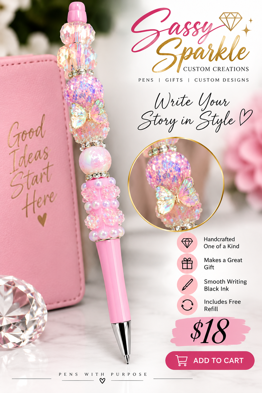 Pink Butterfly Sparkle