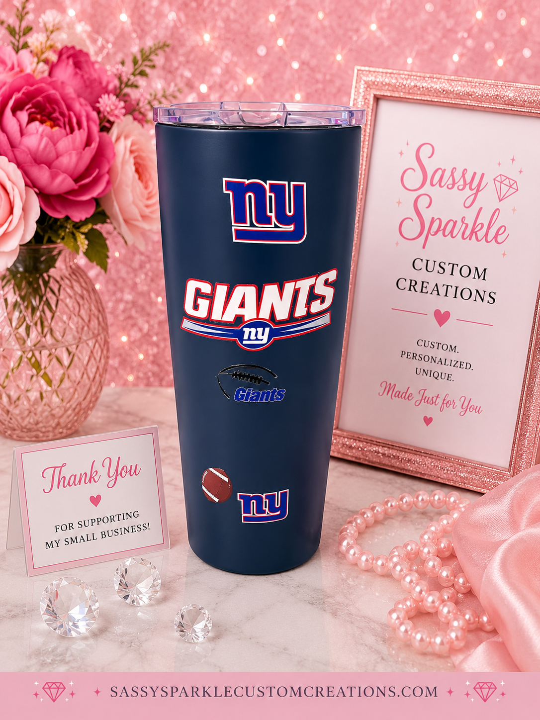 NY Giants 20 oz Double Wall Stainless Steel Tumbler