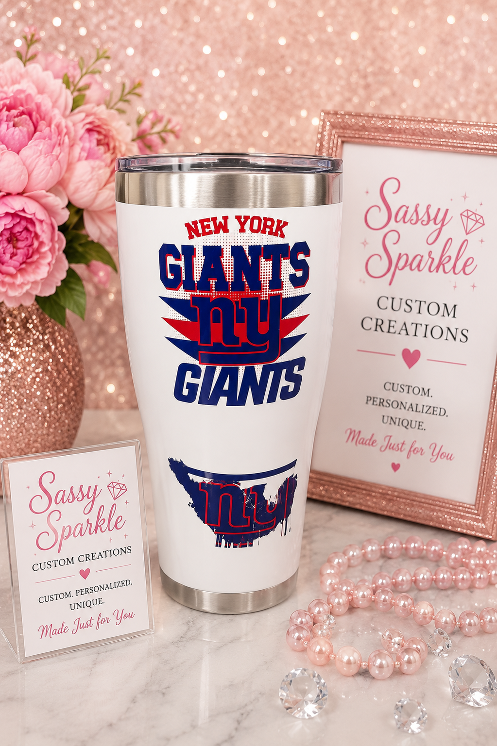 NY Giants 30 oz Double Wall Stainless Steel Tumbler