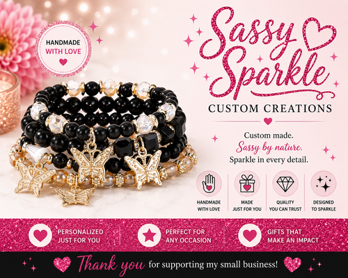 Butterfly Bracelet Black, Gold and White