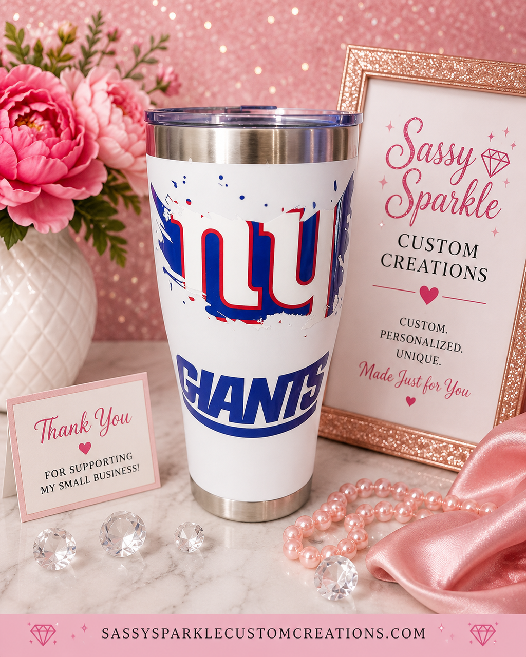 NY Giants 30 oz Double Wall Stainless Steel Tumbler