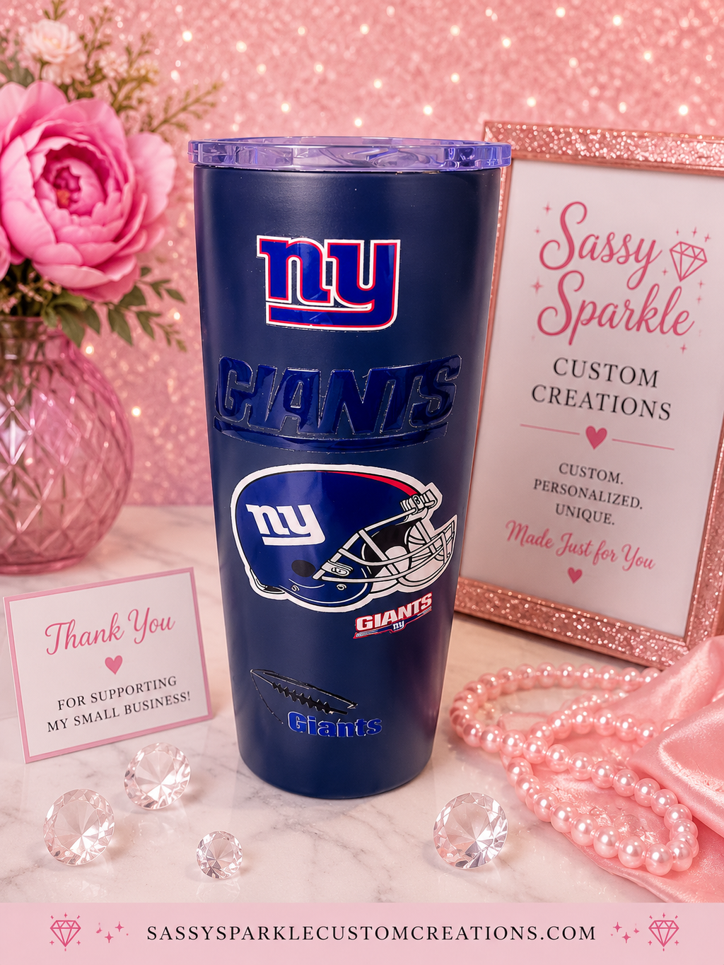 NY Giants 20 oz Double Wall Stainless Steel Tumbler
