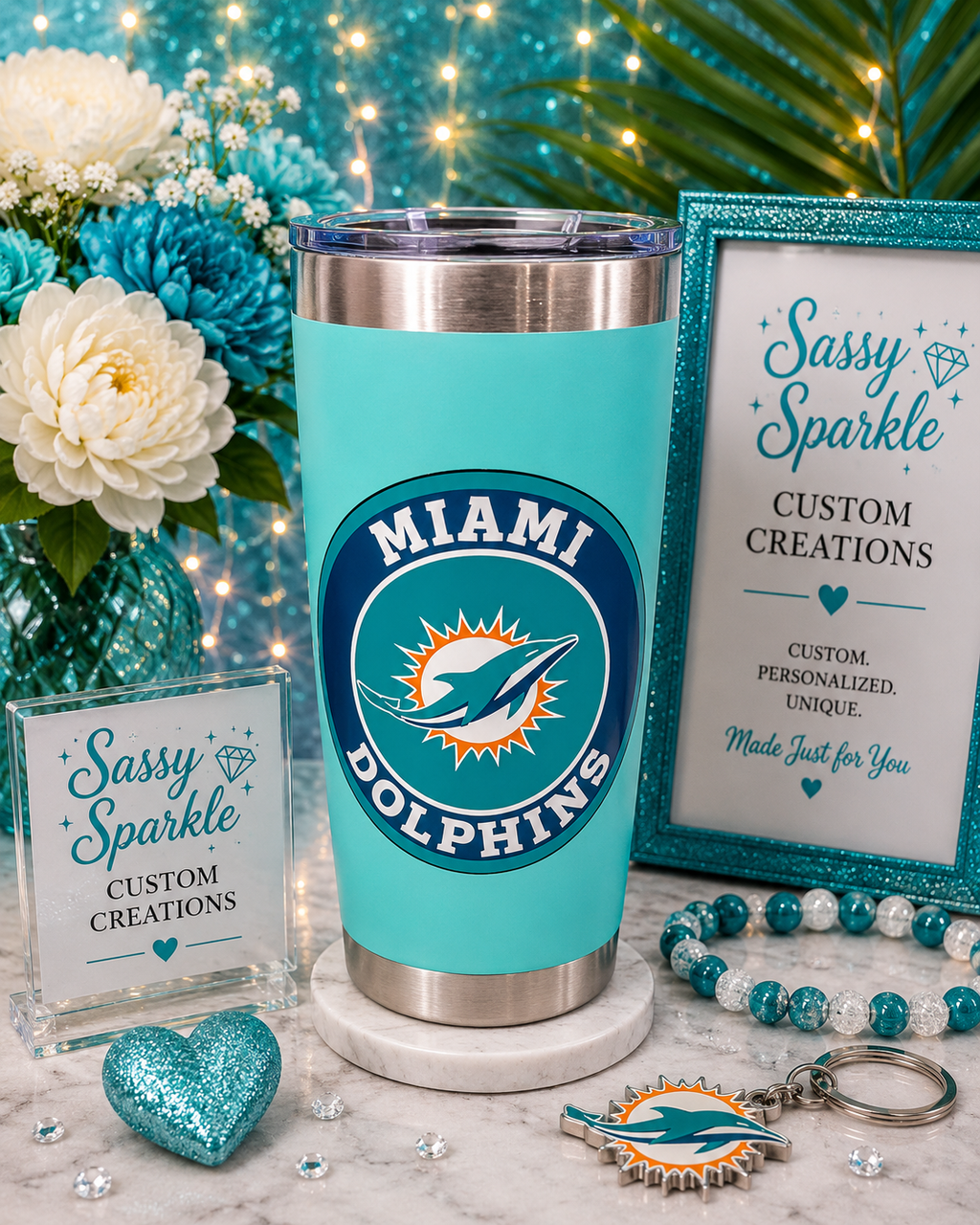 Miami Dolphins Double Wall Vacuum Insulated Travel Tumbler – 20 oz