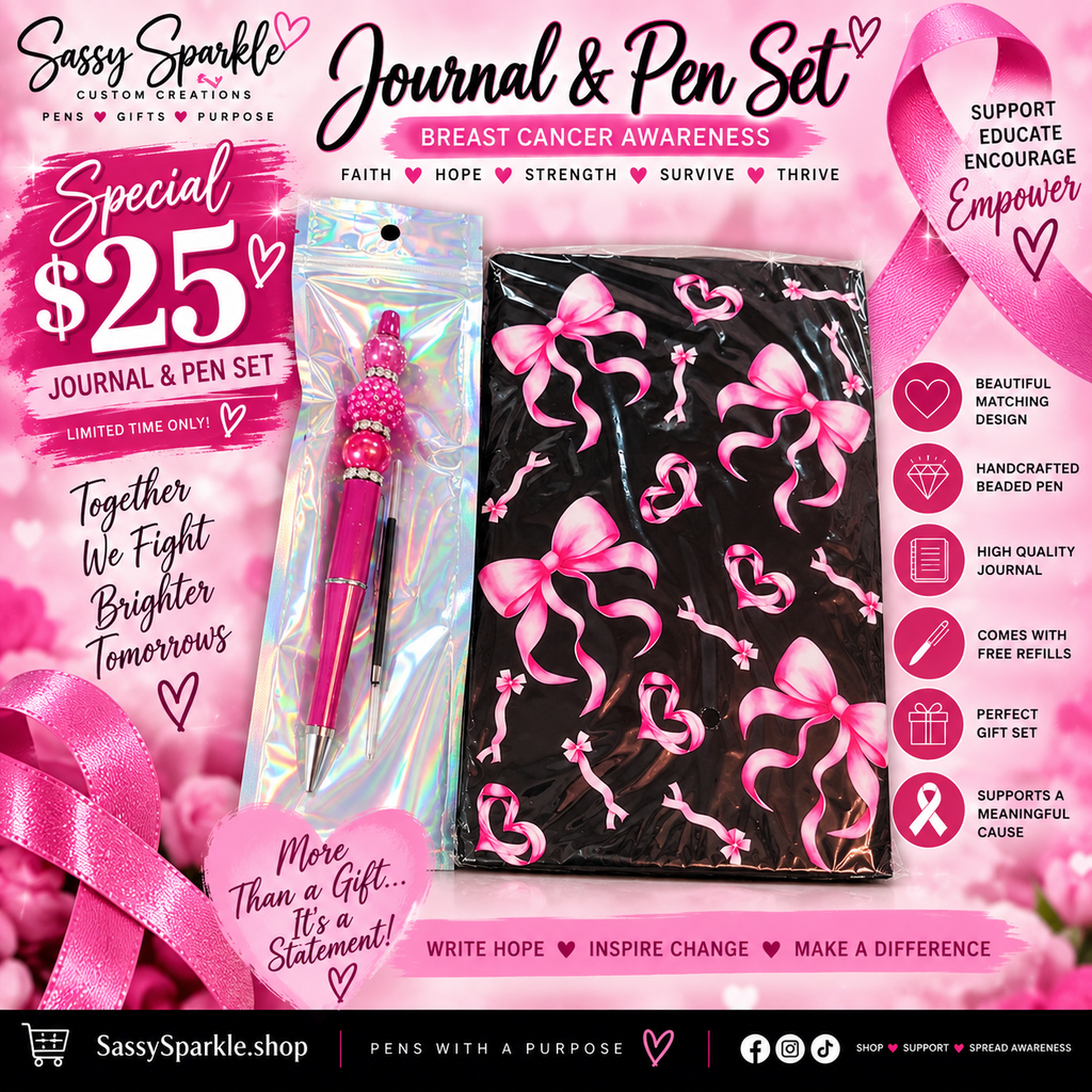 Pink Bow journal and pen set