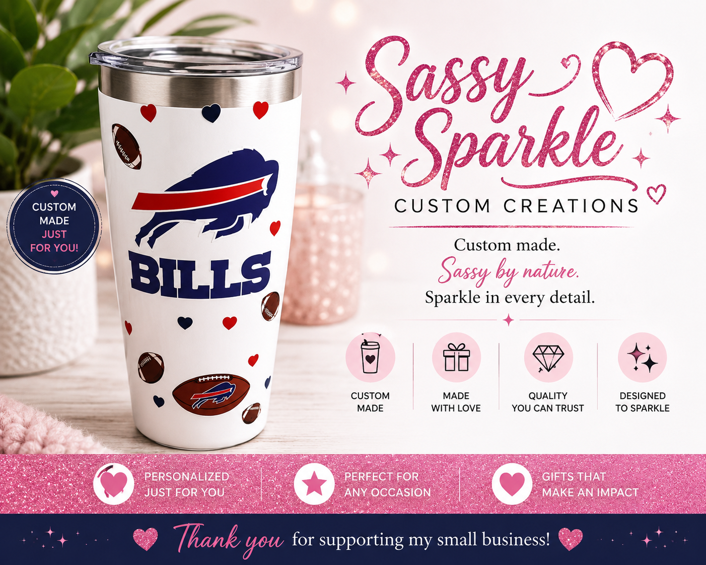 Buffalo Bills 30oz Stainless Steel Tumbler