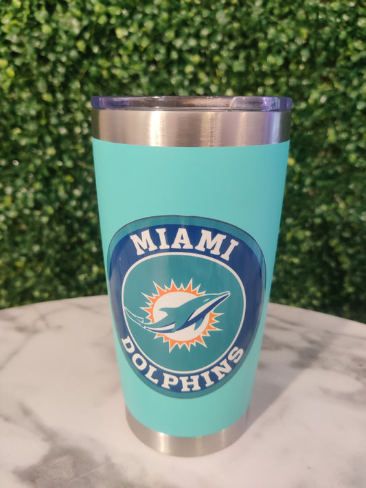 Miami Dolphins Double Wall Vacuum Insulated Travel Tumbler – 20 oz
