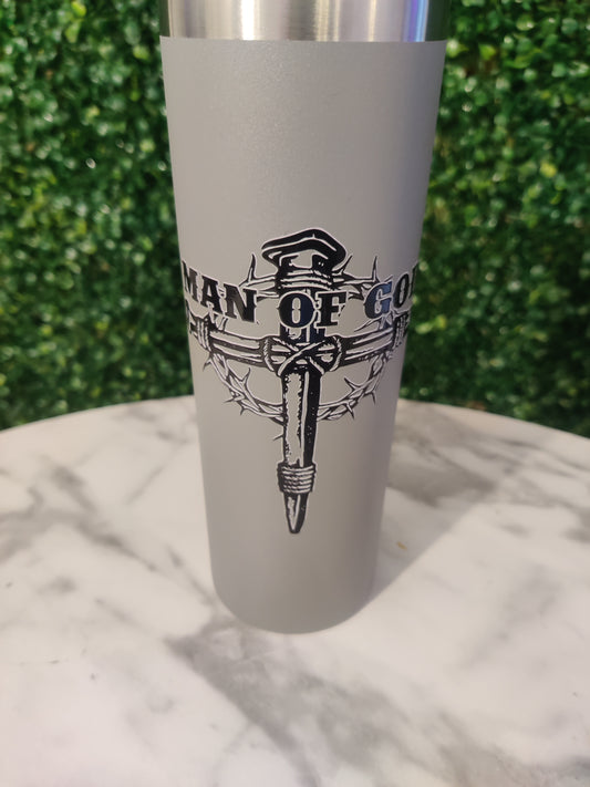 Man of God Double‑Insulated 20 oz Tumbler (Gray)